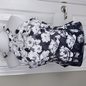 Whbm halter top tank black grey floral roses 14